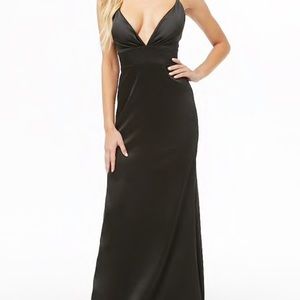 Satin cross back gown